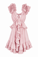 Rochie cu decupaje si volane Pink