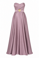 Long dress with draped bust and accentuated waist