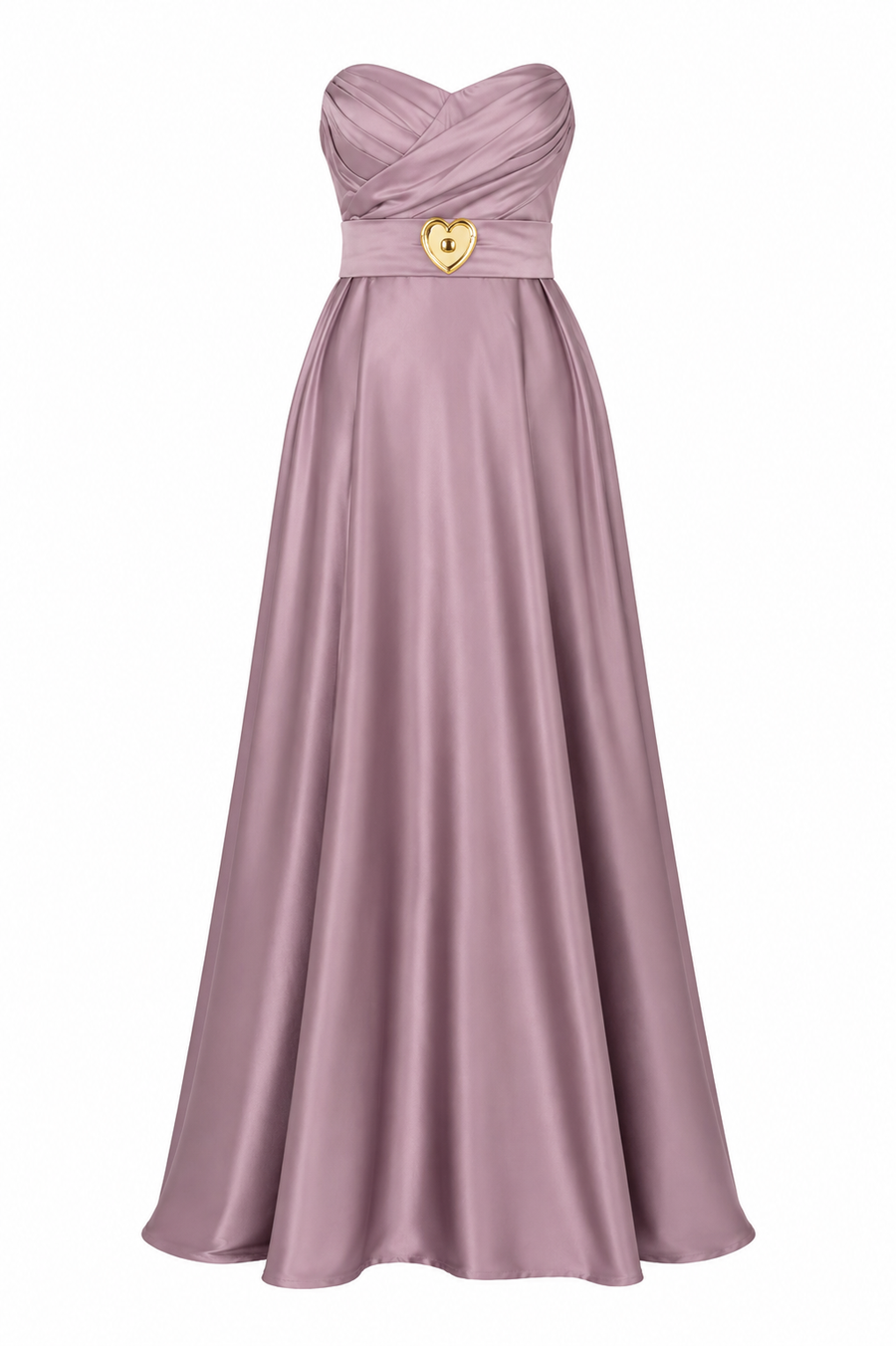 Rochie lunga cu bust drapat si talie accentuata