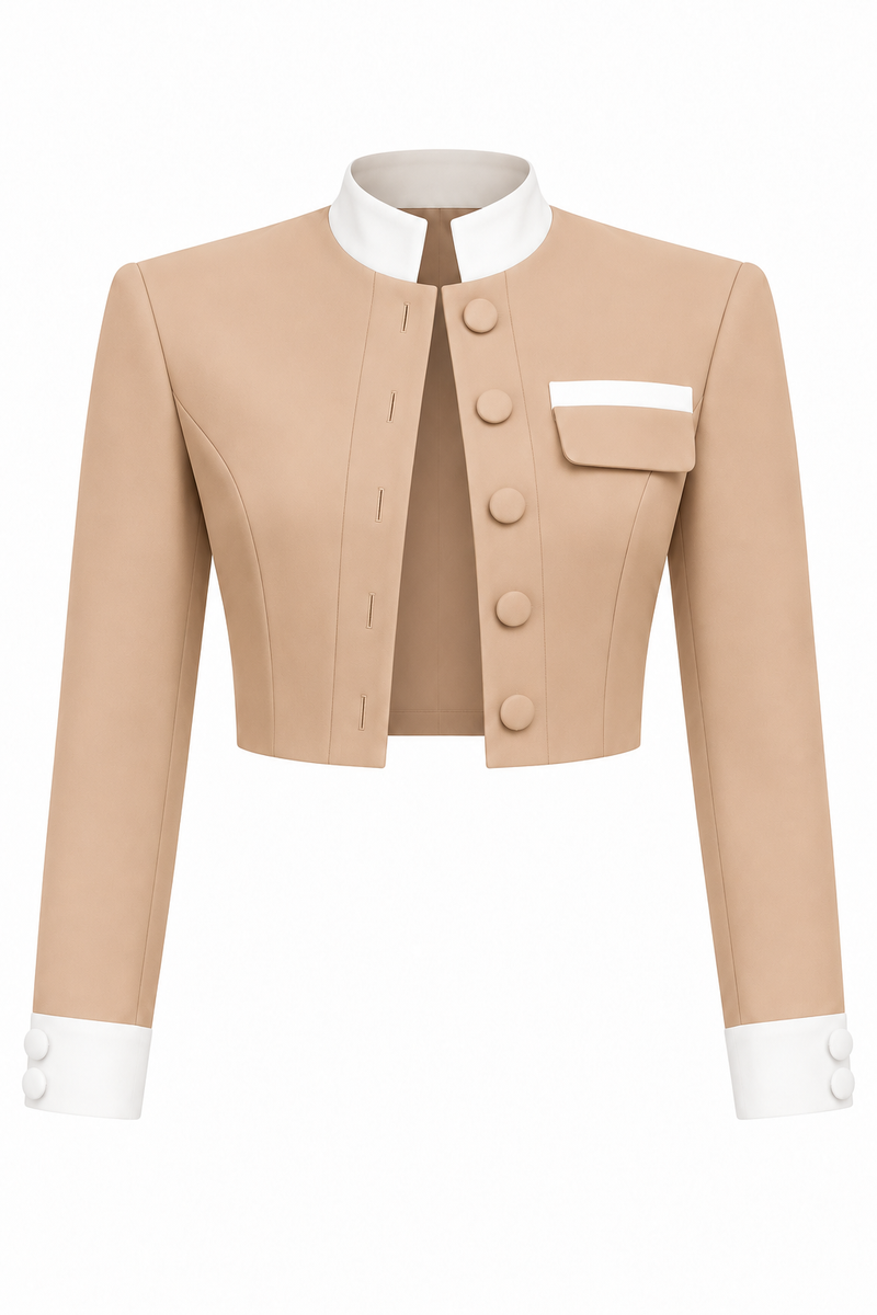 Sacou cropped nude & white