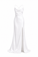 Long taffeta dress with thin straps