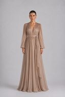 Silk wrap dress with deep neckline