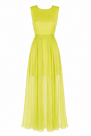 Rochie din voal cu amestec de matase si spate decupat lime
