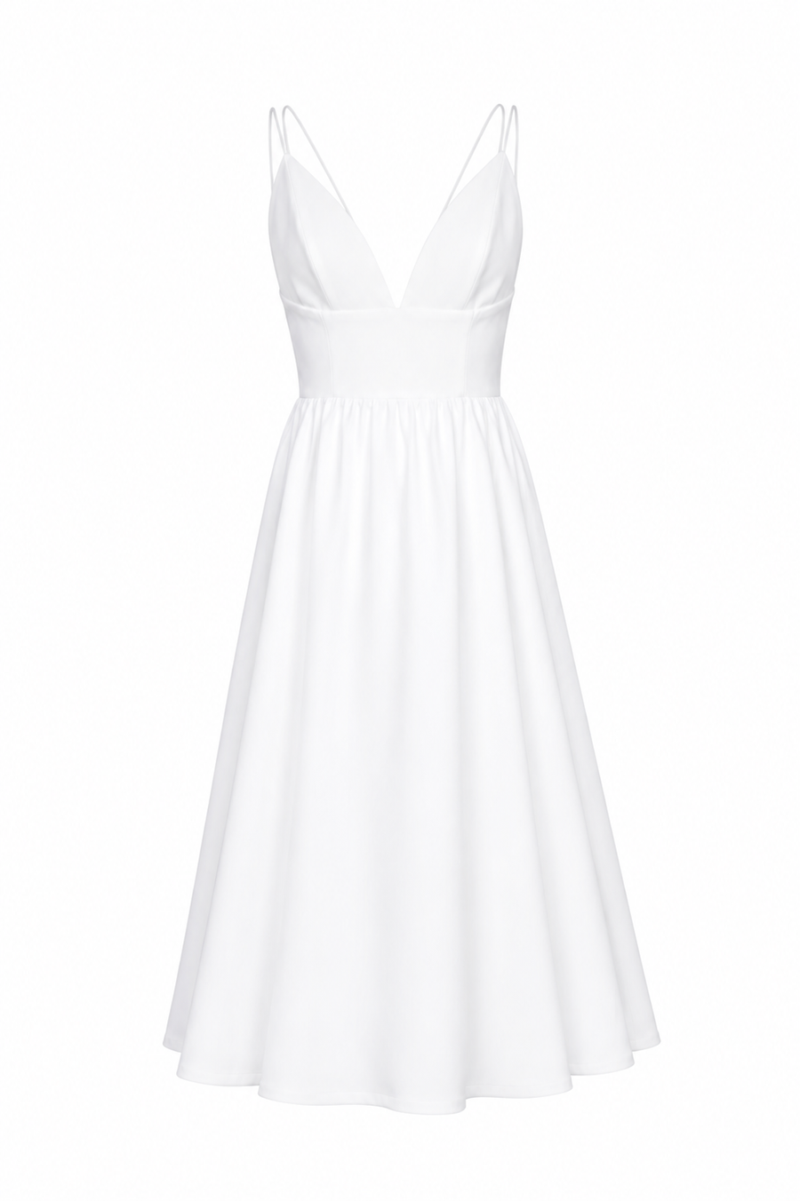 Rochie midi cu bretele fine si decolteu adanc
