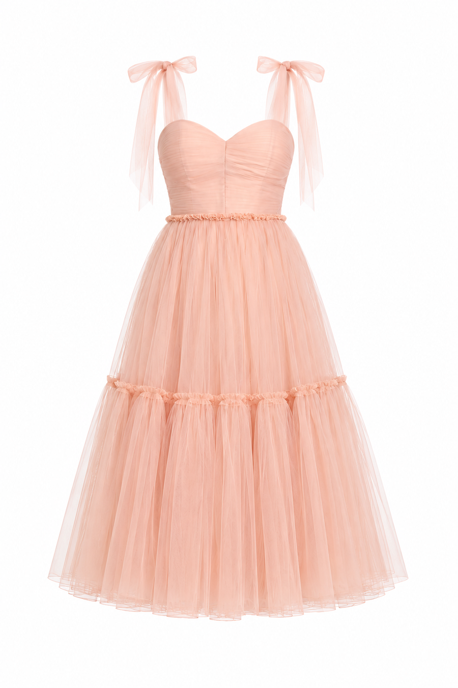 Rochie din tulle cu bretele fundă