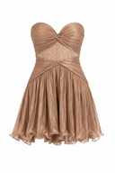 Rochie mini cu bust fronsat si talie accentuata