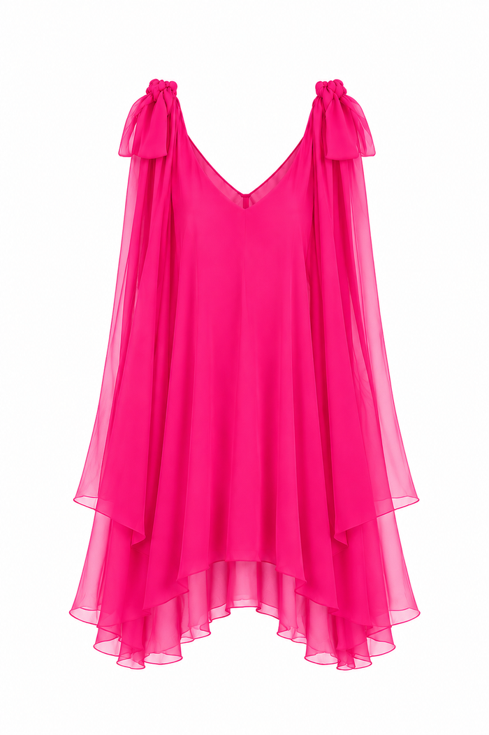 Rochie mini cu esarfe Fucsia