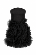 Black mini dress with ruffles