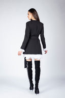 Rochie sacou cu volane din matase si cordon in talie