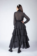 Rochie cu volane ample si imprimeu polka dots