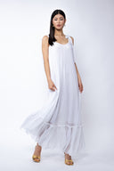 Rochie lunga vaporoasa din matase cu esarfe White