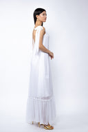Rochie lunga vaporoasa din matase cu esarfe White
