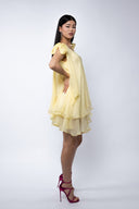 Rochie mini din matase cu esarfe Yellow