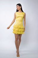 Rochie Pixie din matase cu spatele gol Yellow