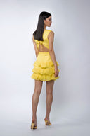 Rochie Pixie din matase cu spatele gol Yellow