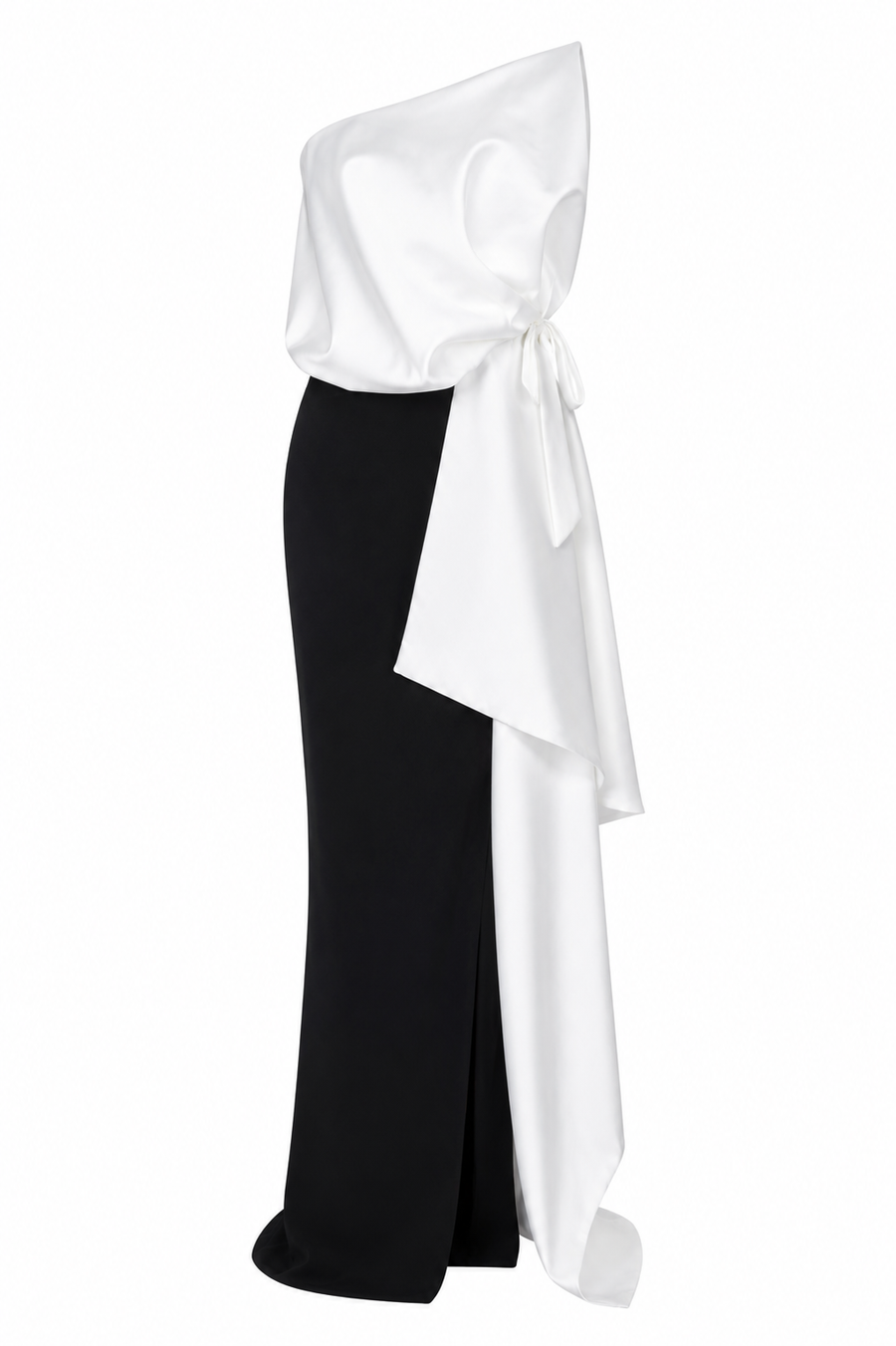Rochie lunga cu corset si funda supradimensionala