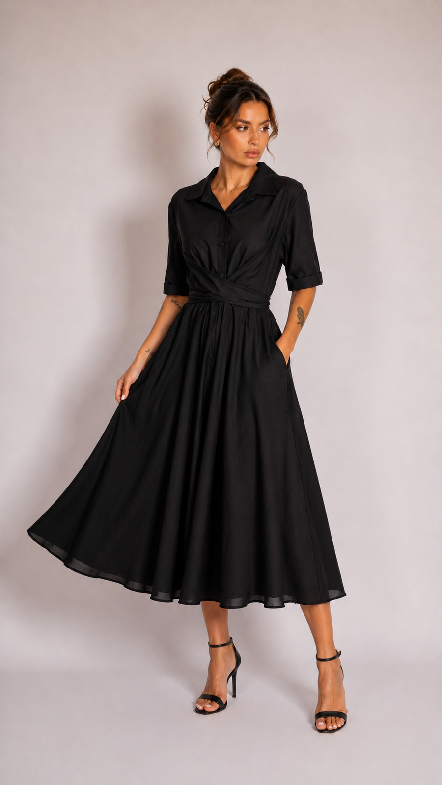 Rochie midi din bumbac cu buzunare