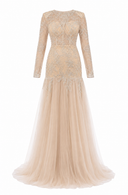 Mermaid dress with accessorized chantilly lace
