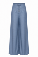 Pantaloni blue  palazzo cu detaliu corset