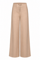 Pantaloni nude palazzo cu detaliu corset