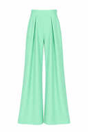 Pantaloni palazzo cu pliuri mint