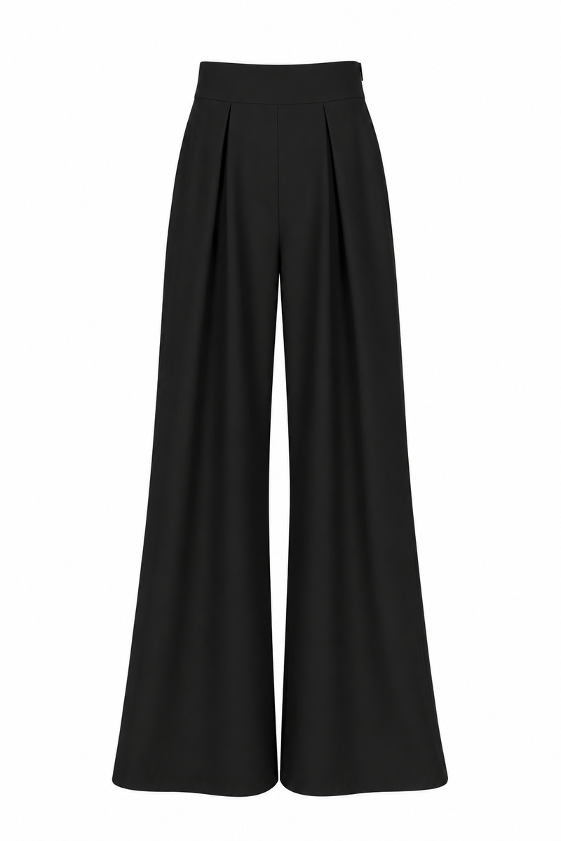 Pantaloni palazzo cu pliuri black