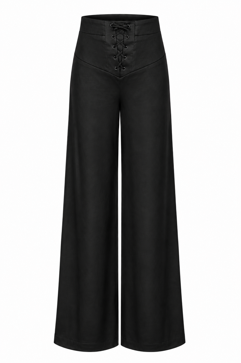 Pantaloni black palazzo cu detaliu corset