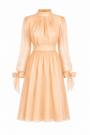 Rochie midi din voal de matase cu esarfe