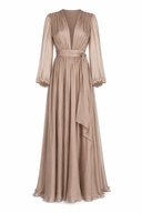 Silk wrap dress with deep neckline