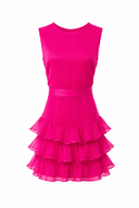 Rochie Pixie din matase cu spatele gol Fuchsia