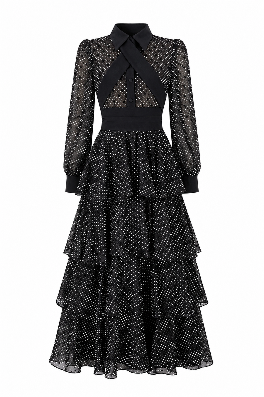Rochie cu volane ample si imprimeu polka dots