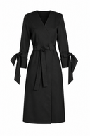 Rochie midi din bumbac cu funda la maneci