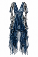 Short dress with print and scarves