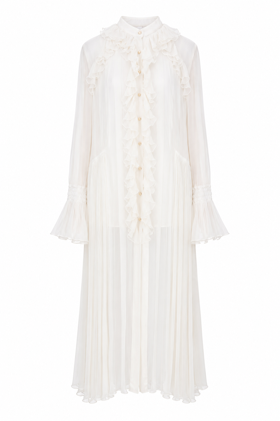 Rochie midi vaporoasa din matase White