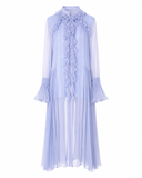 Rochie midi vaporoasa din matase Baby Blue