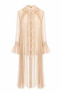 Rochie midi vaporoasa din matase Nude