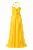 Long yellow dress with braided details