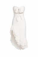 Rochie din in asimetrica cu prindere la bust