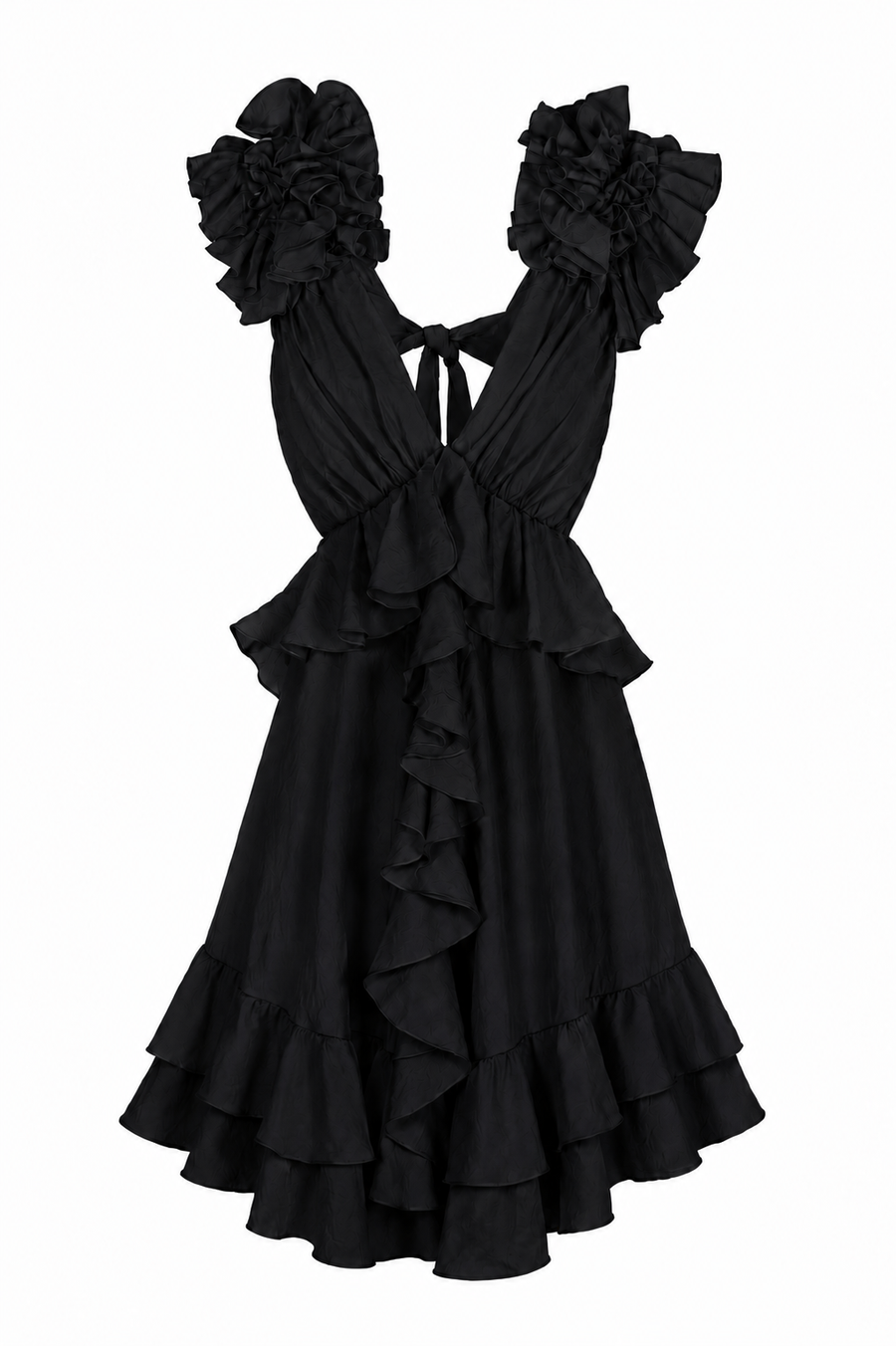 Rochie cu decupaje si volane Dark Black