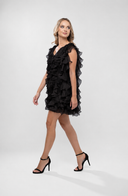 Rochie scurta cu volane si spate decupat Black