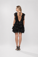 Rochie scurta cu volane si spate decupat Black
