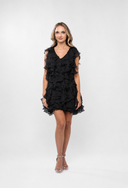Rochie scurta cu volane si spate decupat Black
