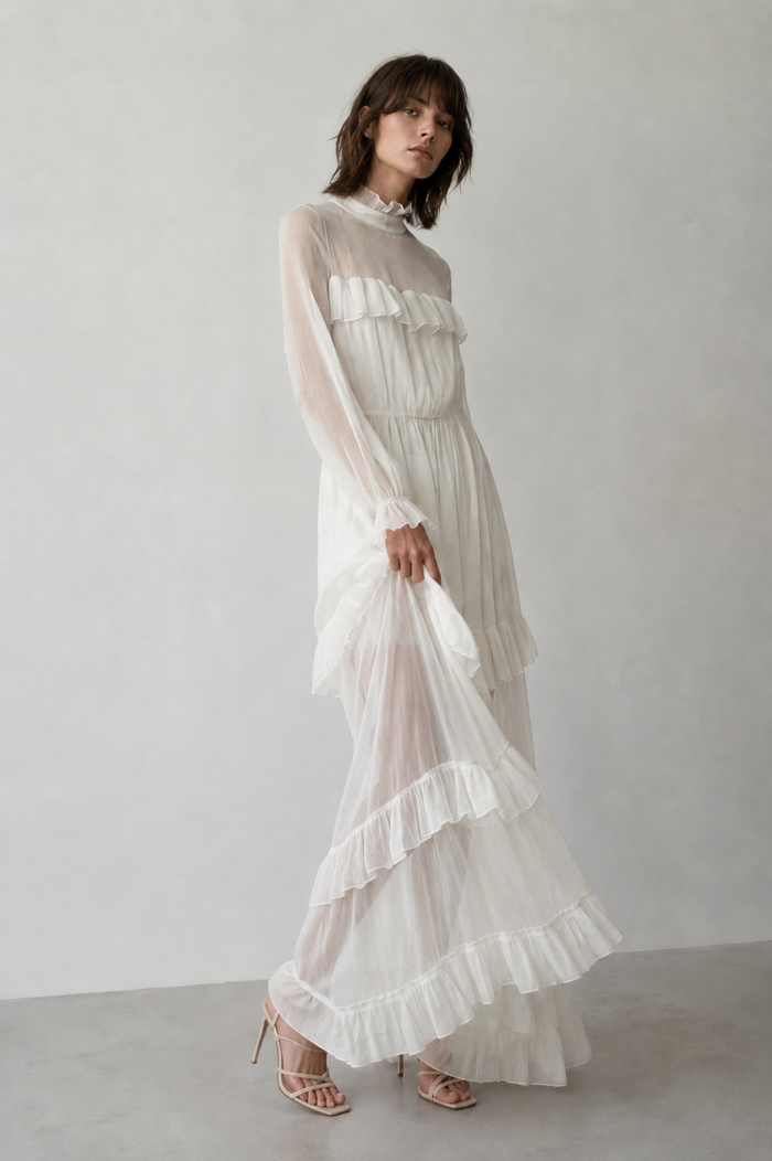Rochie lunga din matase White romance