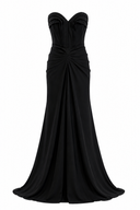 Rochie lunga cu drapaje sculpturale