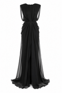 Rochie lunga plisata cu spate deschis