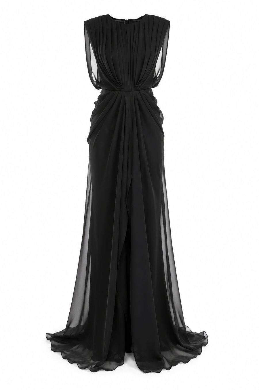 Rochie lunga plisata cu spate deschis