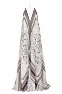Rochie lunga din matase cu imprimeu grafic