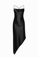 Rochie satinata asimetrica cu spatele decupat