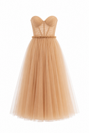 Tulle midi dress with corset