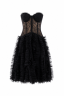 Ruffled dress with structured bodice